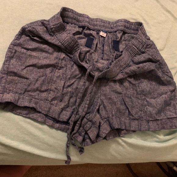 Old Navy High-Rise Tie Waist Linen Blend Shorts Size Large - Picture 2 of 5